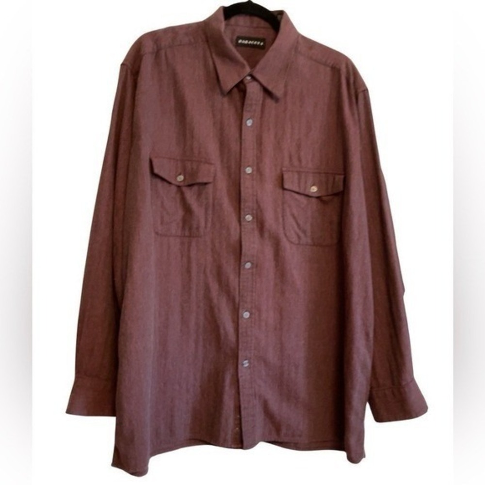 Baracuta Herringbone Button Down Shirt Mens XL Burgundy Long Sleeve Cotton Soft